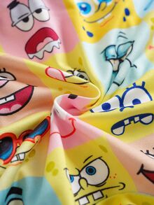 SpongeBob SquarePants | SHEIN Men's Letter Waistband Cartoon Print Boxer Briefs - Yellow - View 7