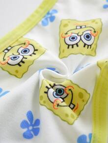 SpongeBob SquarePants | SHEIN Tween Girl Cartoon Print Casual Daily Camisole Top - Yellow - View 7