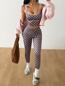 Coolane Women's Summer/Fall Going Out Streetwear Chic Sportswear Polka Dot Graphics Stretchy 2pcs/Two Pieces - Multicolor - View 6