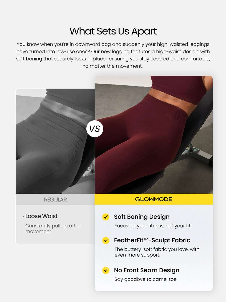 24'' CoreHold FeatherFit™-Sculpt CoreHold No Slip Fit Boning Tummy Control No Front Seam Leggings With Side Pockets Workout Gym