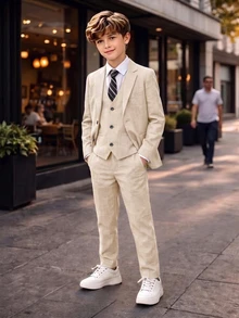 SHEIN Tween Boys Suits Kids - Khaki - View 1