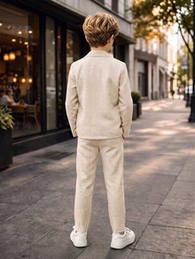 SHEIN Tween Boys Suits Kids - Khaki - View 3