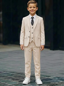 SHEIN Tween Boys Suits Kids - Khaki - View 5