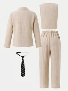 SHEIN Tween Boys Suits Kids - Khaki - View 6