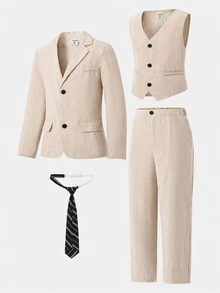 SHEIN Tween Boys Suits Kids - Khaki - View 2