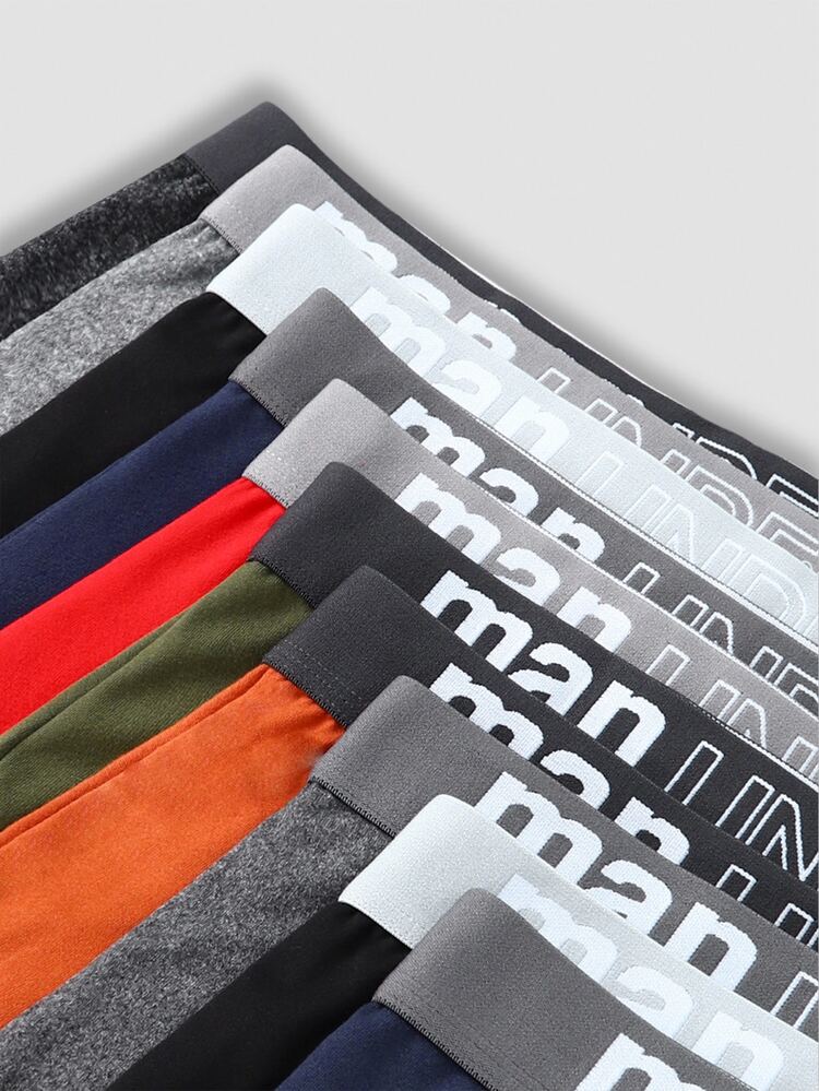 10pcs Men's Soft Breathable Comfortable Letter Waistband Briefs  Multipack Underwear - Multicolor - View 3