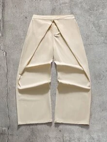 AXEPEAK Men's Casual Versatile Solid Color Shirt And Pants Set - Apricot - View 7