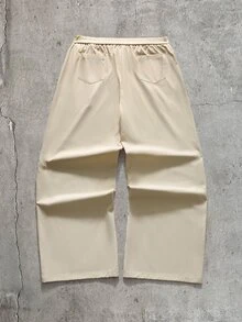 AXEPEAK Men's Casual Versatile Solid Color Shirt And Pants Set - Apricot - View 8