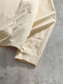 AXEPEAK Men's Casual Versatile Solid Color Shirt And Pants Set - Apricot - View 6