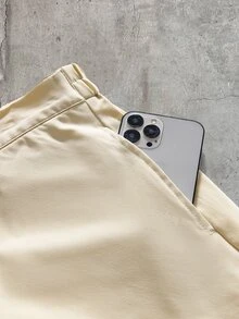 AXEPEAK Men's Casual Versatile Solid Color Shirt And Pants Set - Apricot - View 10