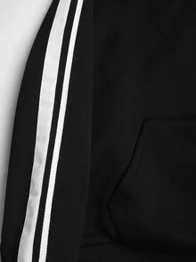 SHEIN 青少年女孩黑白膠帶與標誌刺繡休閒寬鬆夾克，返校季 - 淺灰色 - 查看 8