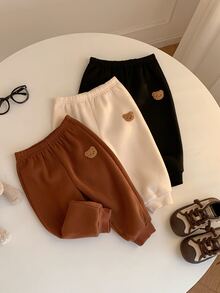 SHEIN 3PCS Baby Boys Bottoms Autumn Winter - Brown - View 3
