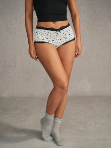 Esseday Women's Contrast Lace Pentagram Print Bow Decor Hipster Panties - Mixed color - View 3