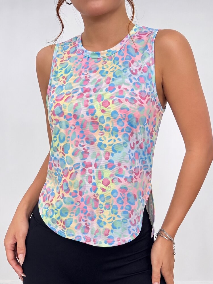 SHEIN Core Rhythm Casual Versatile Dopamine Colorblock Sleeveless Lightweight Comfortable Sports Tank Top - Multicolor - View 6