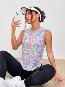 SHEIN Core Rhythm Casual Versatile Dopamine Colorblock Sleeveless Lightweight Comfortable Sports Tank Top - Multicolor - View 5