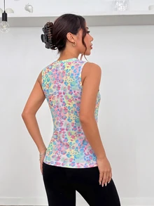 SHEIN Core Rhythm Casual Versatile Dopamine Colorblock Sleeveless Lightweight Comfortable Sports Tank Top - Multicolor - View 8