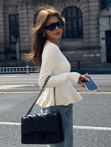 DAZY Women's Solid Color Casual Versatile Daily Wear Long Sleeve Sweater Fall - White - View 3