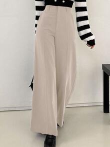 DAZY Women's Solid Color High Waist Wide Leg Loose Casual Long Pants Fall - Khaki - View 8