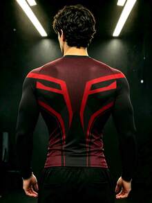 GymBeat Men's Spider Print Raglan Long Sleeve Sports T-Shirt - Multicolor - View 2
