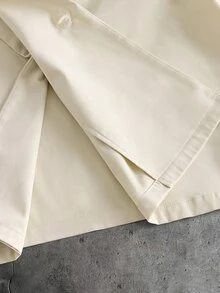 GENTILAND Men's Solid Color Overlapping Short Sleeve Shirt And Pants Casual Daily Suit - Apricot - View 5