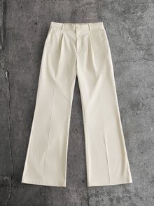 GENTILAND Men's Solid Color Overlapping Short Sleeve Shirt And Pants Casual Daily Suit - Apricot - View 7