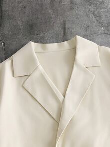 GENTILAND Men's Solid Color Overlapping Short Sleeve Shirt And Pants Casual Daily Suit - Apricot - View 4