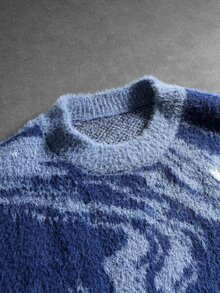 ROMWE MEN Men Graphic Pattern Sweater Vest - Blue - View 2