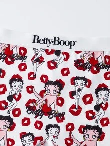 Betty Boop x SHEIN Women's Red Lips Cartoon Print Hipster Panties - White - View 10