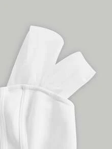 SHEIN MOD Top de estructura corsé veraniego blanco sólido con panel de malla asimétrico y dobladillo irregular - Blanco - Ver 3