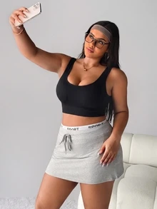SHEIN Rhythm Era Women's Seamless Plus Size Sports Bra Gym Black Summer - Black - View 5