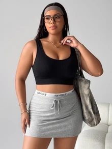 SHEIN Rhythm Era Women's Seamless Plus Size Sports Bra Gym Black Summer - Black - View 7