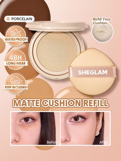 SHEGLAM Lock & Go Long-Lasting Cushion Foundation (Refill)-Porcelain Brand Beauty Cosmetic Makeup For Women And Girls