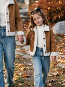 Emery Rose Kids Emery Rose Kids Young Girl Young Girl Young Girl Young Girl 配色保暖內裡長袖夾克，秋冬百搭 - 棕色 - 查看 6