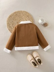 Emery Rose Kids Emery Rose Kids Young Girl Young Girl Young Girl Young Girl 配色保暖內裡長袖夾克，秋冬百搭 - 棕色 - 查看 10