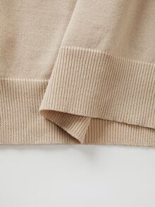 SHEIN Franclia Cardigan Rajut Kasual Korea Musim Gugur Terbaru untuk Wanita, Leher V, Kancing Depan, Tali Serut, Lengan Panjang, Warna Beige. - Aprikot - View 9