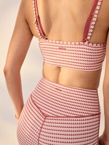 Aralina Women Houndstooth Biker Shorts Set Faux 2-In-1 Adjustable Strap Crop Top Outfit Gym Workout Summer Fall World Cup Watch Party Set - Multicolor - View 9