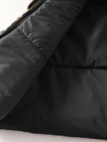 SHEIN 女童服飾 女孩背心 女孩馬甲保暖充棉背心 立領 黑色 - 彩色 - 查看 12