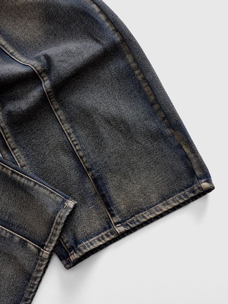 ROMWE MEN Street Life Men's Wide Leg Loose Casual Denim Jeans With Pockets - Blue - View 4