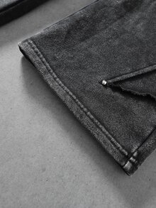 ROMWE MEN Essentials Men's Dark Street Style Pentagram Split Heavy-Duty Casual Sweatpants - Black - View 6