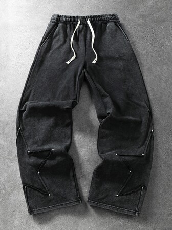 Street Life Pantalon de survêtement décontracté robuste pour hommes, style de rue sombre, avec pentagramme et fente