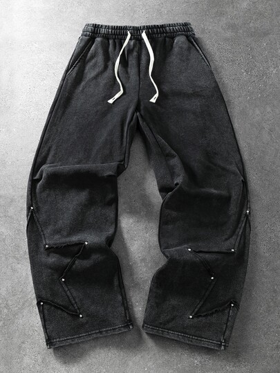 Street Life Pantalones de chándal casuales de hombre estilo calle oscuro con pentagrama dividido y resistente