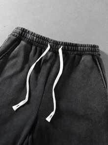 ROMWE MEN Essentials Men's Dark Street Style Pentagram Split Heavy-Duty Casual Sweatpants - Black - View 4