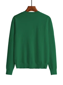 EMERY ROSE Women's Loose Solid Color Casual Long Sleeve Short Cardigan, Autumn/Winter,Long Sleeve Tops Fall Cloth For Women - Green - View 2