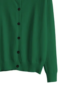 EMERY ROSE Women's Loose Solid Color Casual Long Sleeve Short Cardigan, Autumn/Winter,Long Sleeve Tops Fall Cloth For Women - Green - View 5