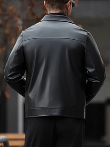 Manfinity Homme 男士成熟休閒純黑色夾克 - 黑色 - 查看 2