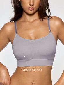 SHAPORA Women's Seamless Comfortable Deep U Backless Bra Wireless - Light Grey - View 4
