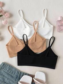 SHEIN Tween女孩 3件組 極簡舒適加厚肩帶內衣，四季適用 - 彩色 - 查看 2