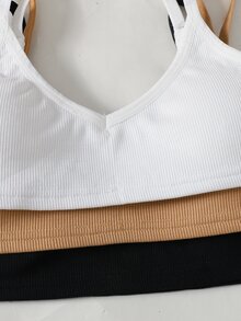 SHEIN Tween女孩 3件組 極簡舒適加厚肩帶內衣，四季適用 - 彩色 - 查看 4