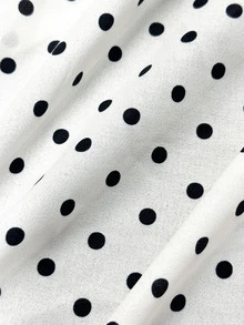 GlowEve Black Asymmetric Open Shoulder Ruched Long Sleeve Fitted Top And White Polka Dot High Waist Ruffle Midi Skirt 2 Pieces Set Elegant Brunch Office - Multicolor - View 5