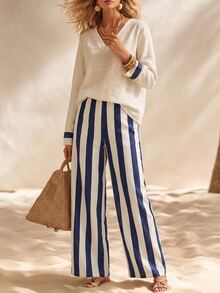 SHEIN Holidaya Women Two-Piece Outfits - Blue - View 5